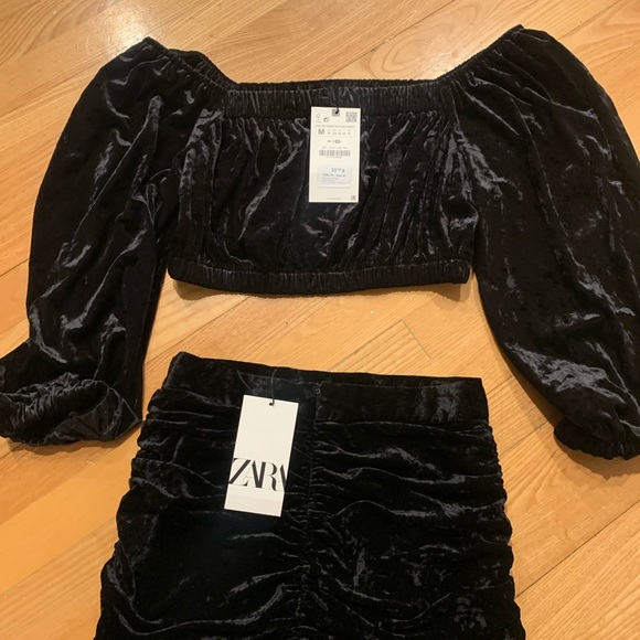 Zara set medium top and small skirt in velvet - Picture 3 of 5